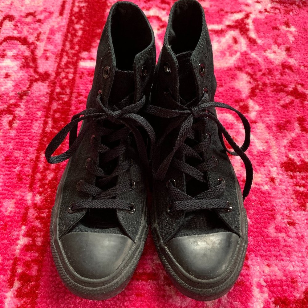 All Black Converse Chuck Taylor All Star High Tops - Picture 9 of 14